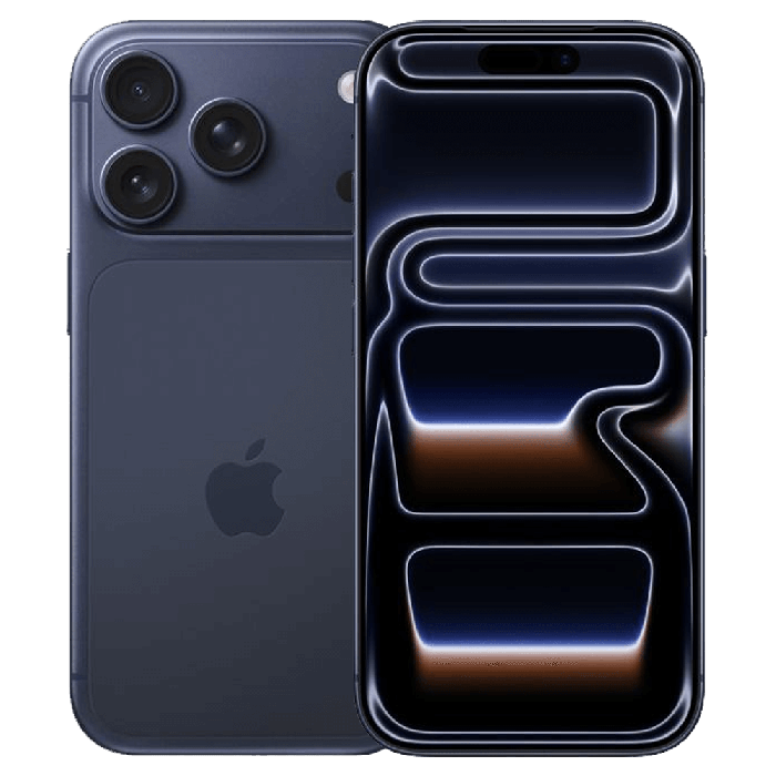 iPhone 17 Pro Max azul-intenso visto de frente e de costas